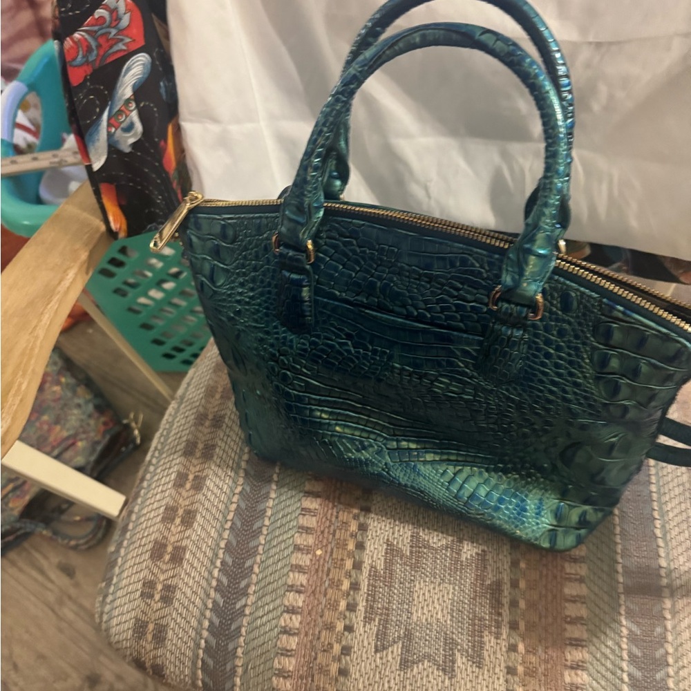 Brahmin shoulder bag in a beautiful blue-green color